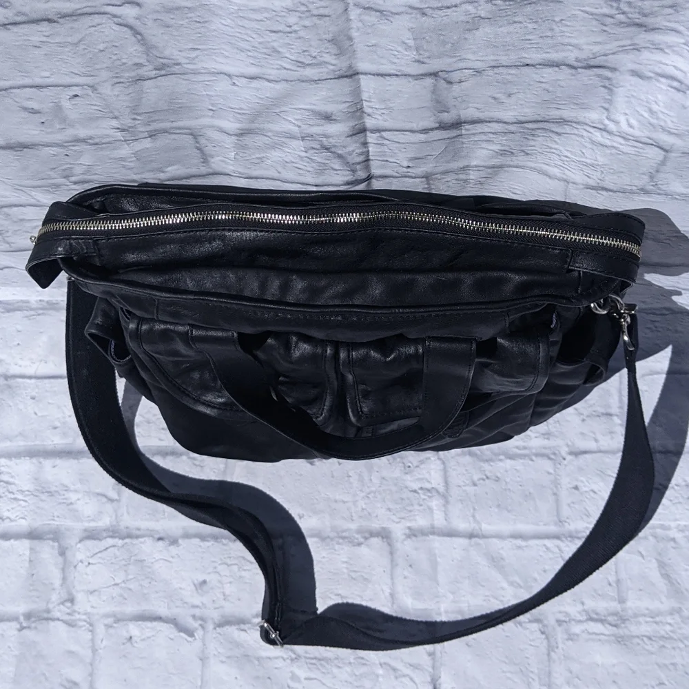 Cole Haan Black Leather Laptop Bag with Shoulder Strap